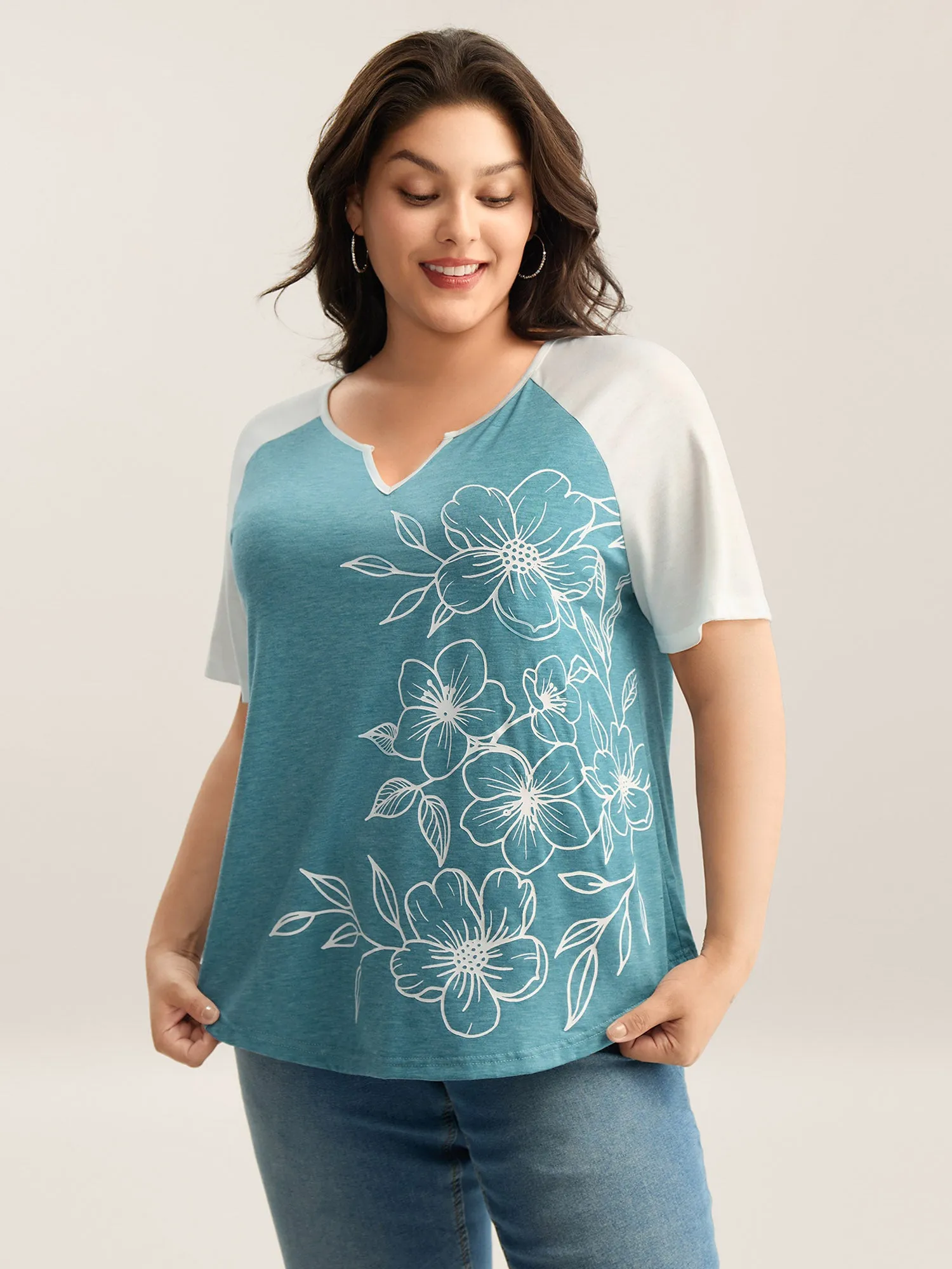 Supersoft Heather Split Neck T-Shirt sold by Bloomchic product image thumbnail 2