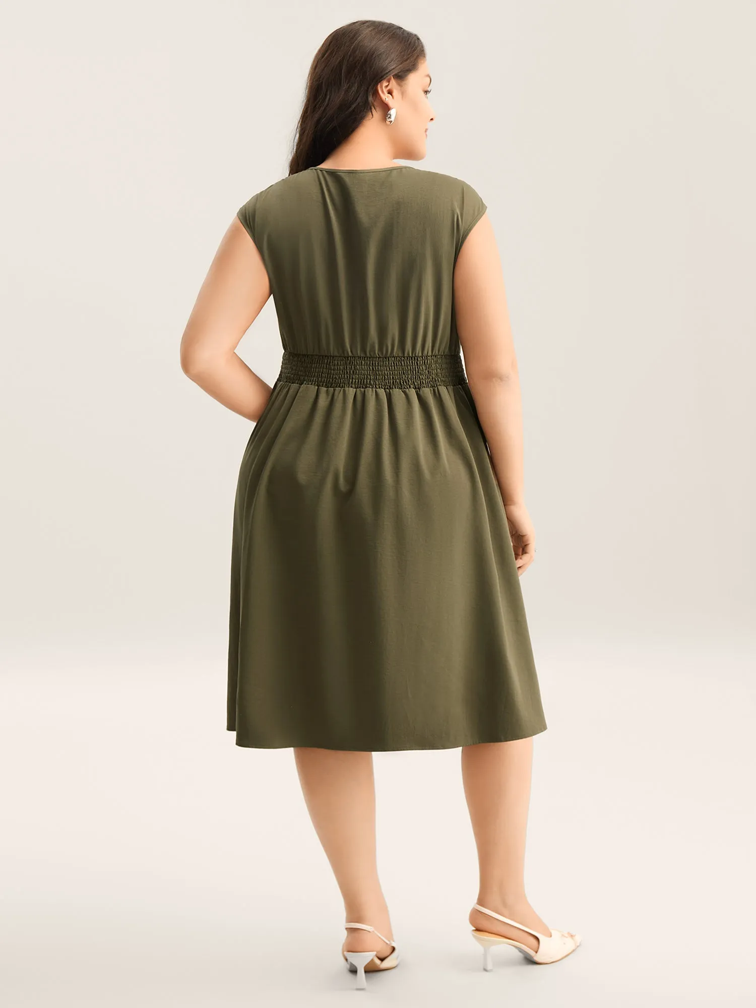 Zipper Front Woven A-Line Midi Skirt sold by Bloomchic product image thumbnail 4