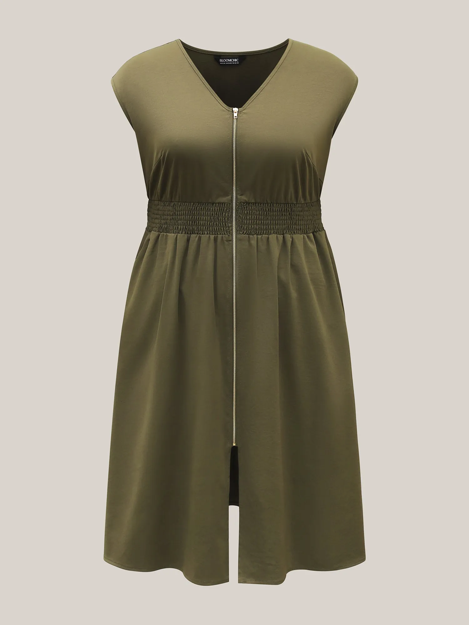 Zipper Front Woven A-Line Midi Skirt sold by Bloomchic product image thumbnail 5