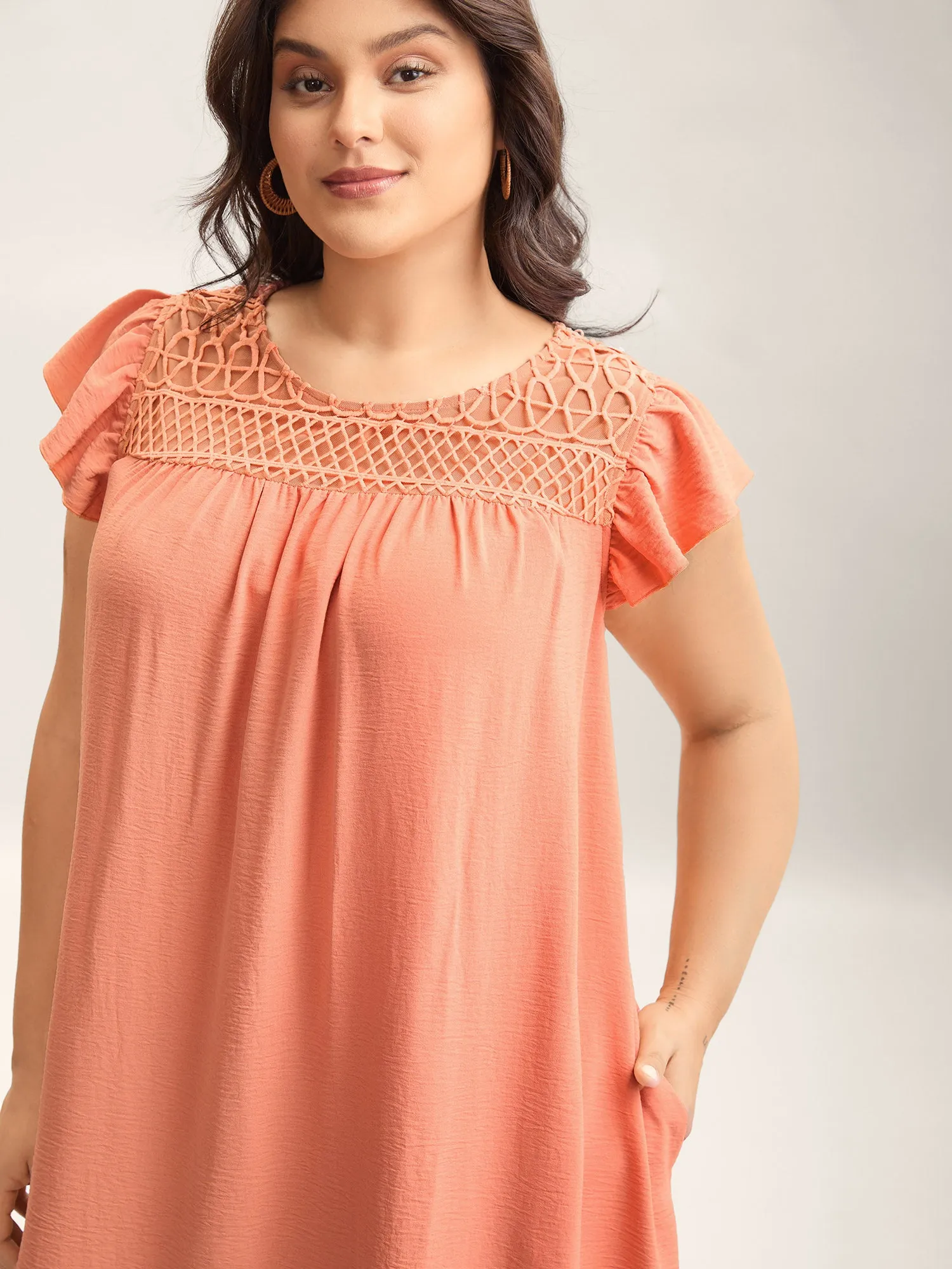 Textured Cut-Out Neck Pockets Maxi Dress sold by Bloomchic product image thumbnail 2