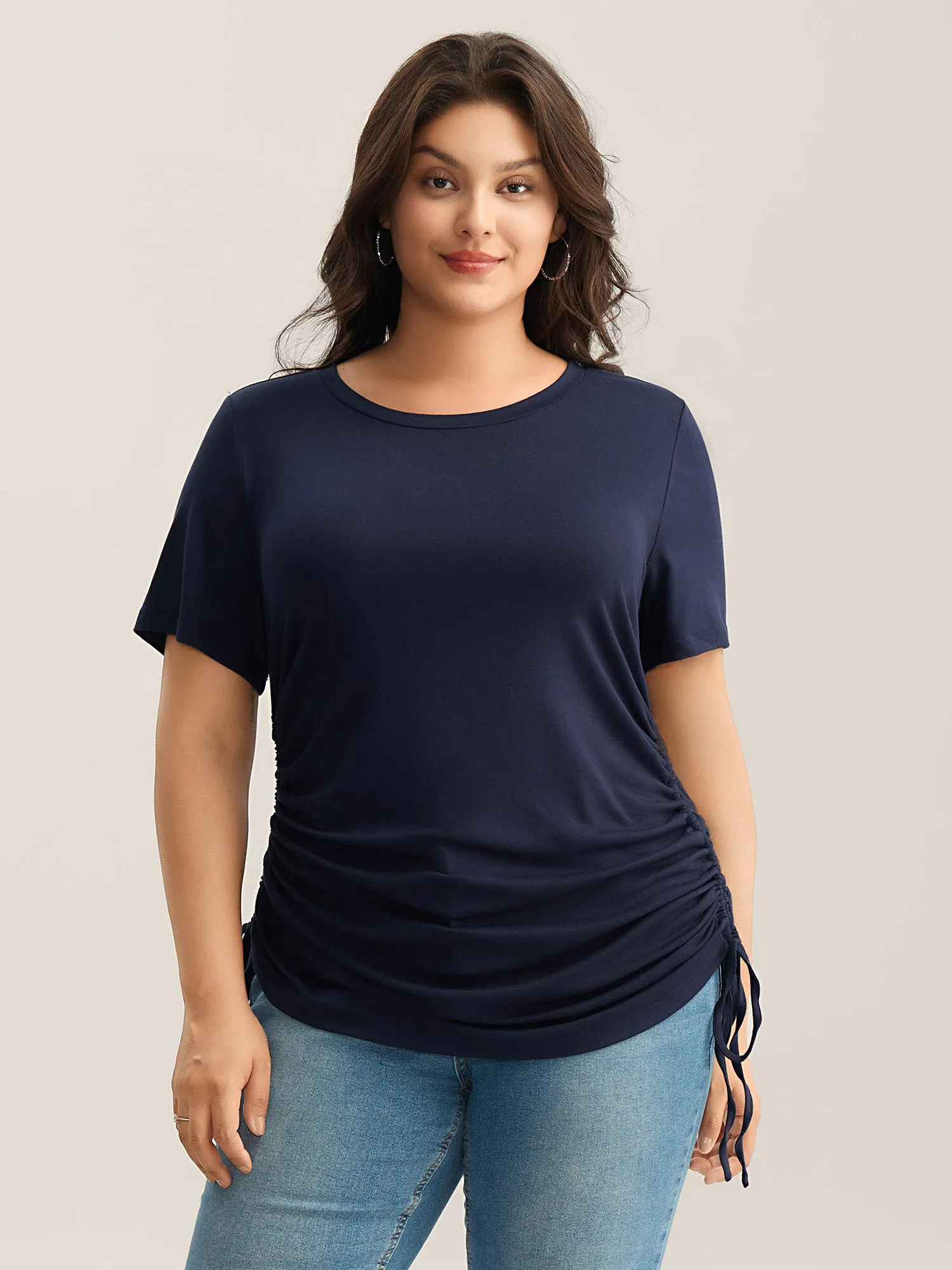 Supersoft Side Drawstrings Fitted T-Shirt sold by Bloomchic