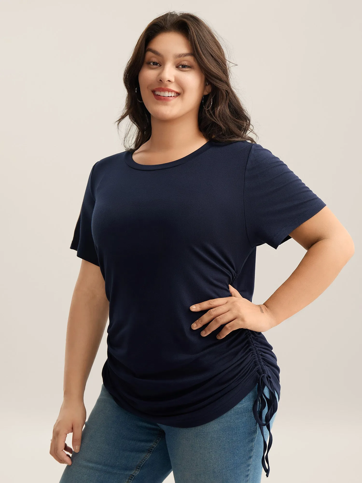 Supersoft Side Drawstrings Fitted T-Shirt sold by Bloomchic product image thumbnail 3