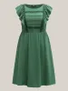 Lace Trim Pleated Ruffled Sleeve Midi Dress sold by Bloomchic