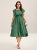 Lace Trim Pleated Ruffled Sleeve Midi Dress sold by Bloomchic