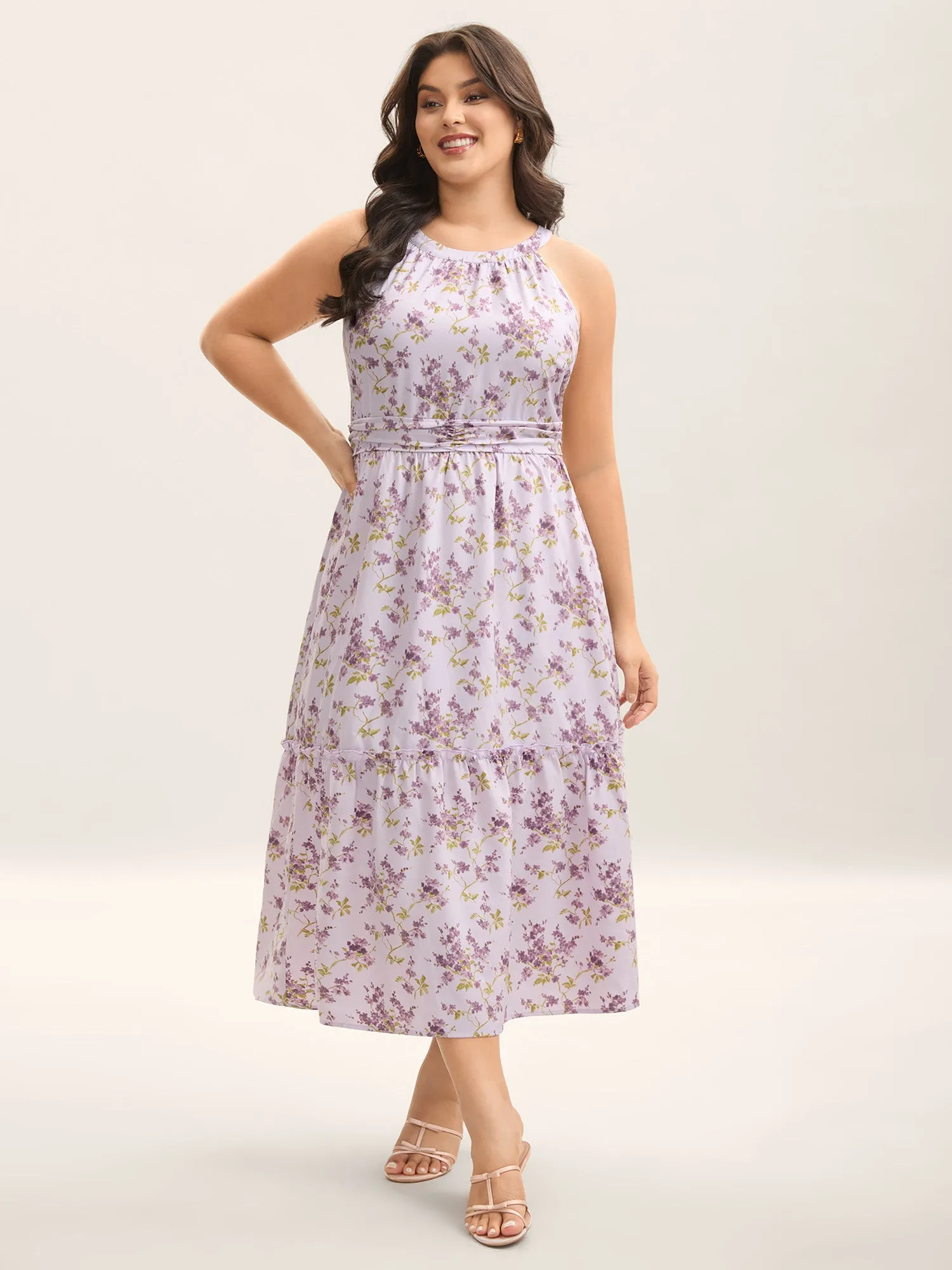 Ditsy Floral Print Pleated Tiered Maxi Dress sold by Bloomchic product image thumbnail 2