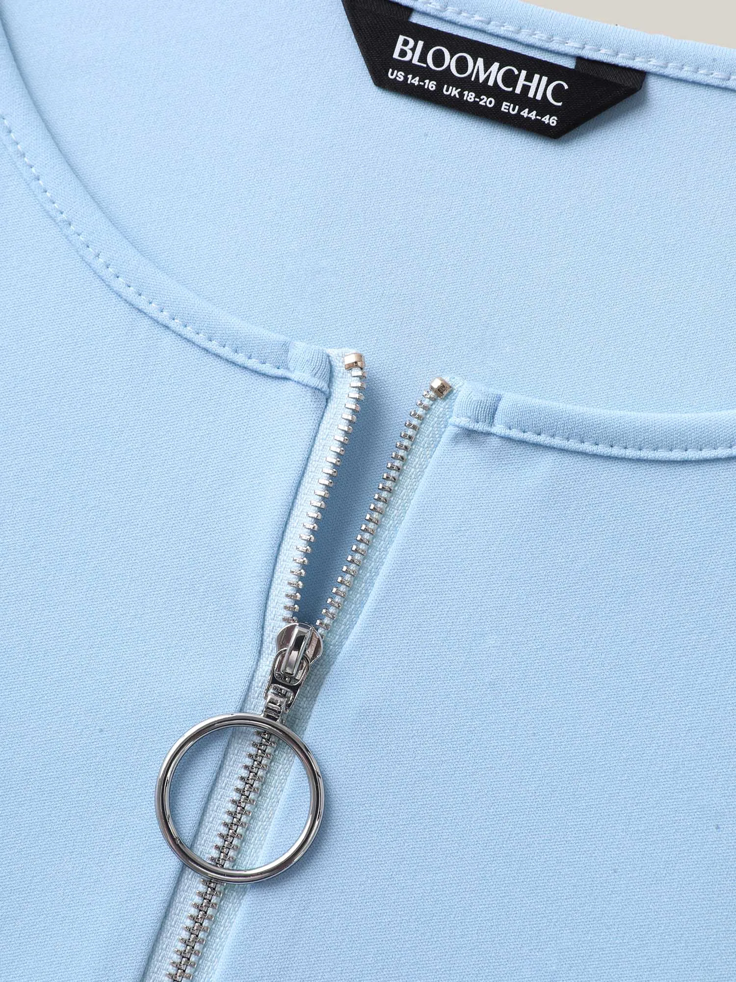 Zipper Stretchy Cinched-Waist Pockets Midi Dress sold by Bloomchic product image thumbnail 5