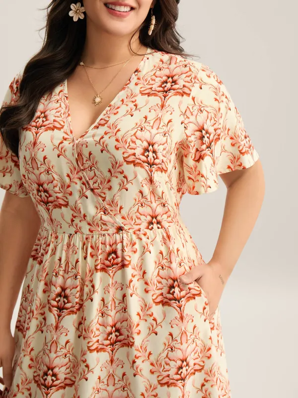 Boho Floral Print Pockets Midi Dress sold by Bloomchic