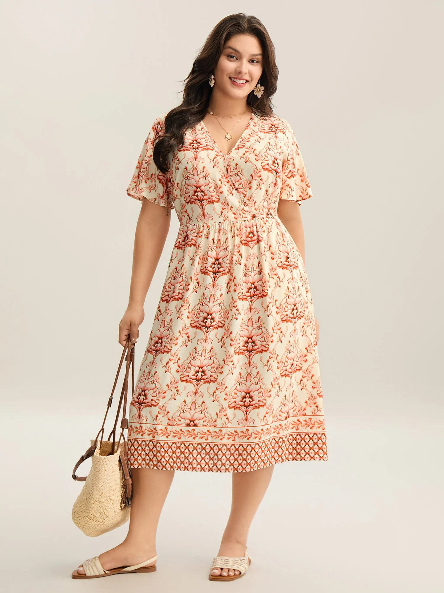 Boho Floral Print Pockets Midi Dress sold by Bloomchic product image thumbnail 2