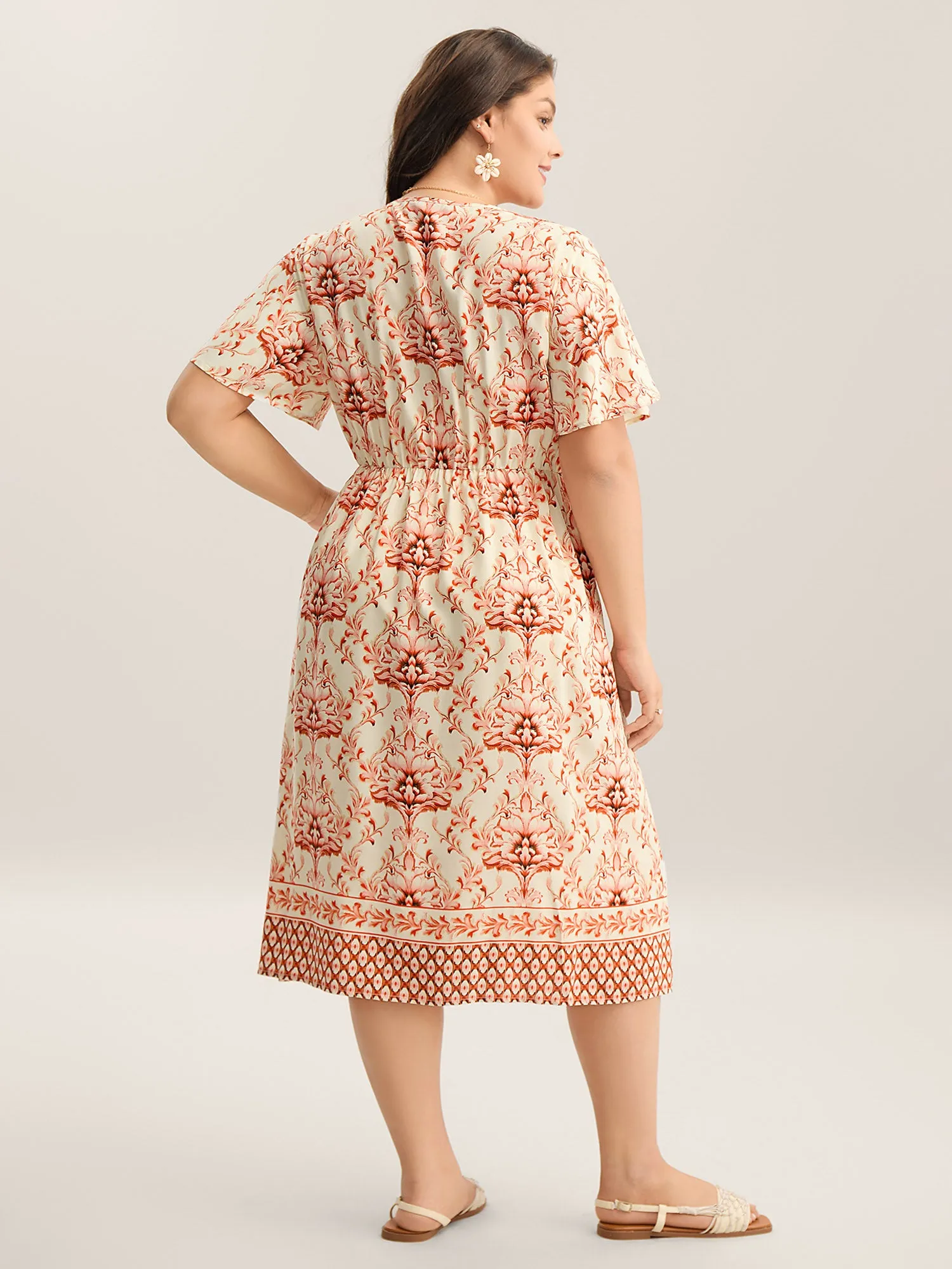 Boho Floral Print Pockets Midi Dress sold by Bloomchic product image thumbnail 4
