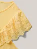 Eyelet Trim Plain Flutter Sleeve Top sold by Bloomchic