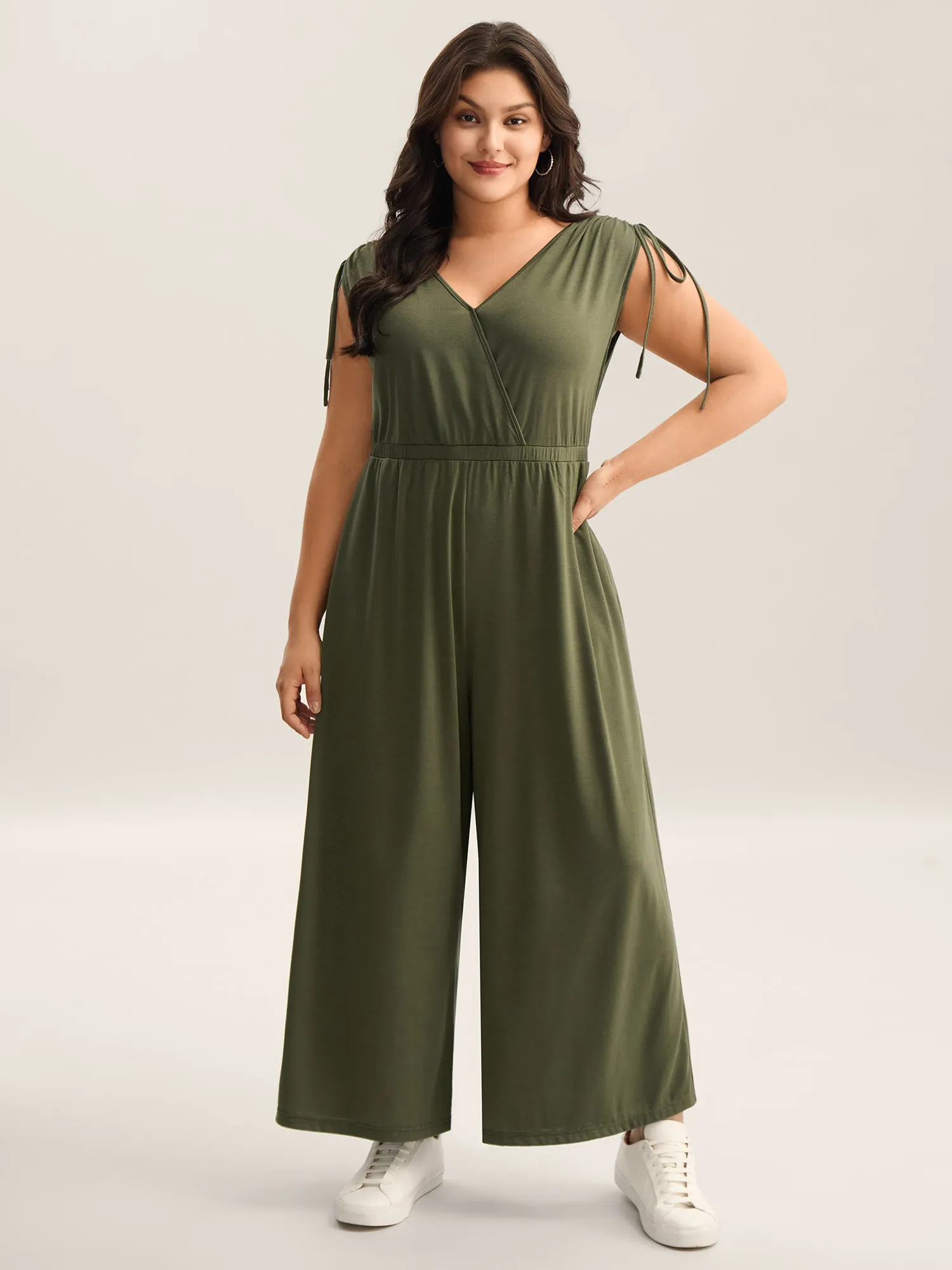Drawstring Shoulder Plain Straight-Leg Jumpsuit sold by Bloomchic product image thumbnail 3