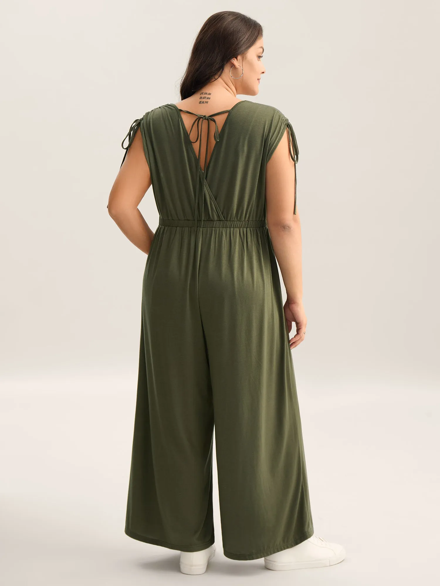 Drawstring Shoulder Plain Straight-Leg Jumpsuit sold by Bloomchic product image thumbnail 4