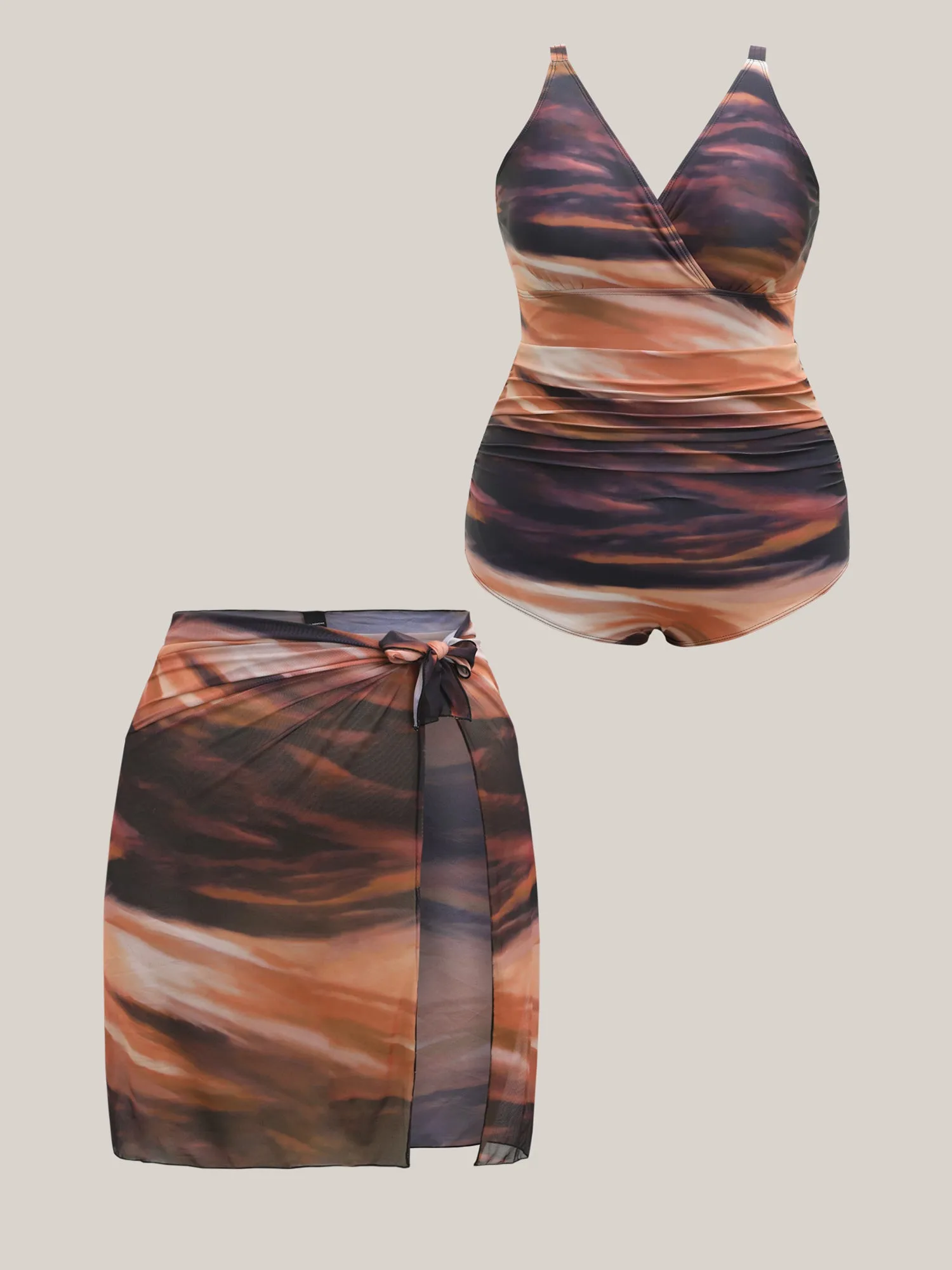 Two-Piece Ombre Gradient Surplice Swimsuit, Sarong sold by Bloomchic product image thumbnail 5