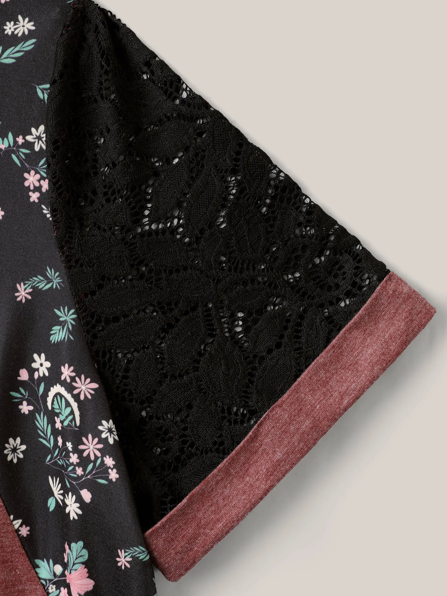 Mixed Print Sheer Raglan Sleeve Top sold by Bloomchic product image thumbnail 5