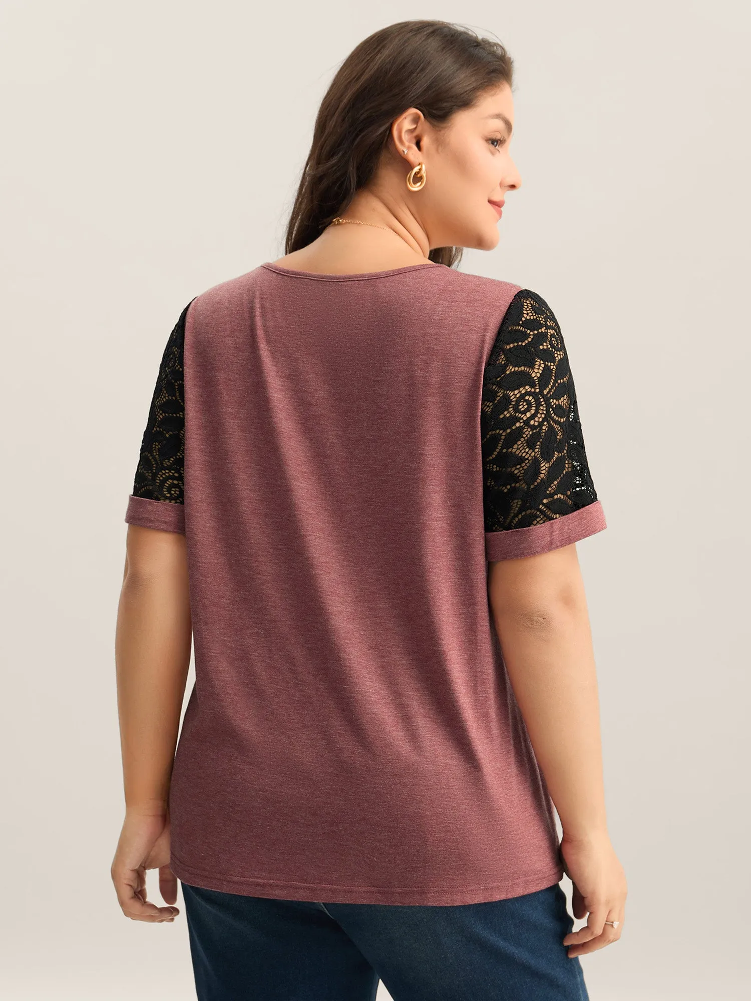 Mixed Print Sheer Raglan Sleeve Top sold by Bloomchic product image thumbnail 2