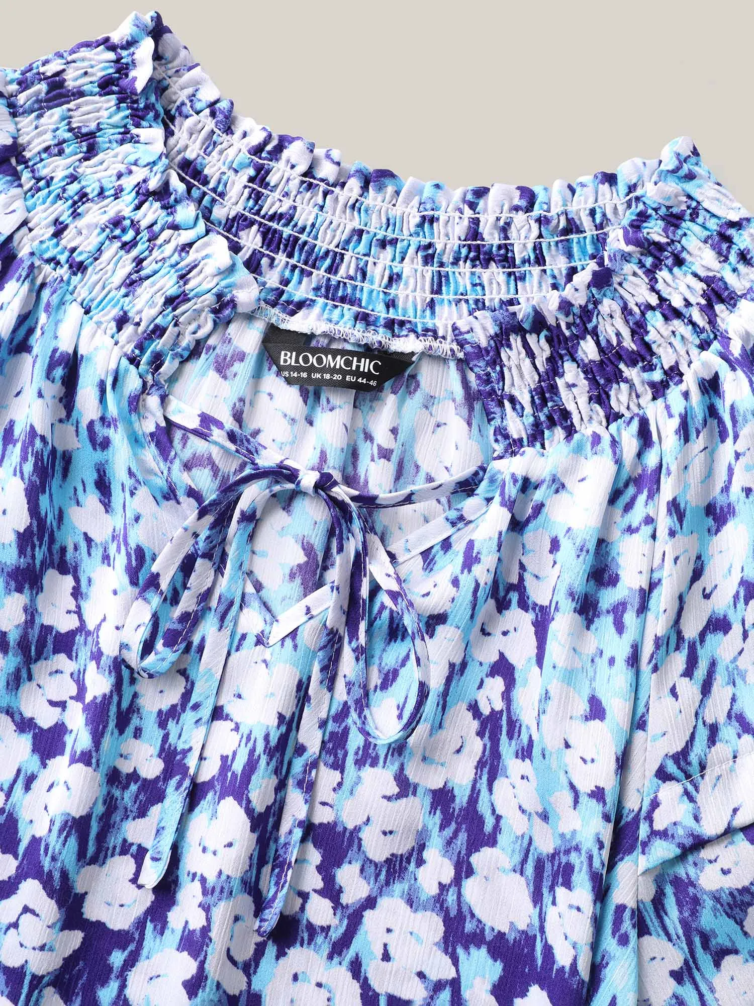 Cloud Print Shirred Collar Tiered Sleeve Blouse sold by Bloomchic product image thumbnail 5