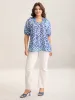 Cloud Print Shirred Collar Tiered Sleeve Blouse sold by Bloomchic