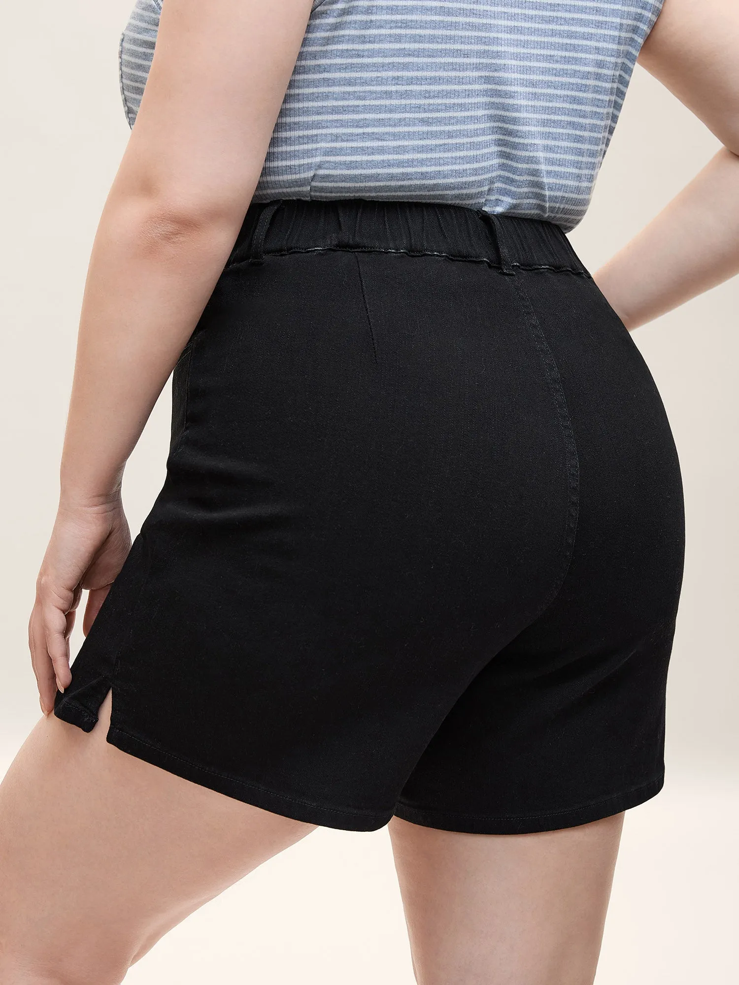 Plain Slit Fitted Denim Skorts sold by Bloomchic product image thumbnail 2