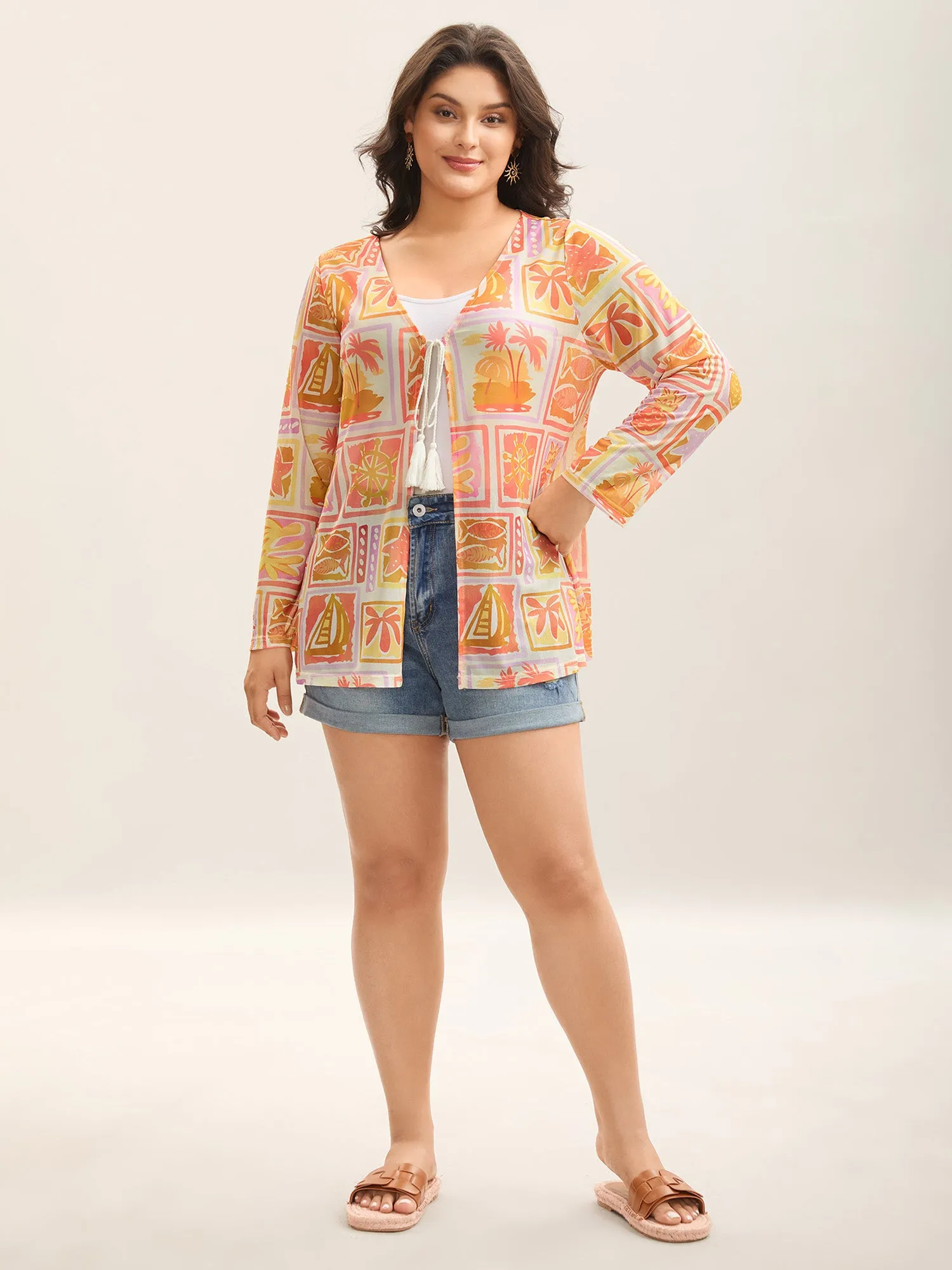 Island Ready Print Mesh Tassels Kimono sold by Bloomchic product image thumbnail 3