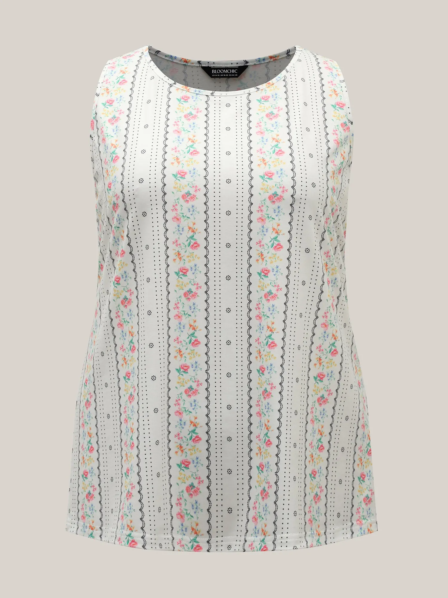 Floral Print Panels Fitted Tank Top sold by Bloomchic product image thumbnail 5