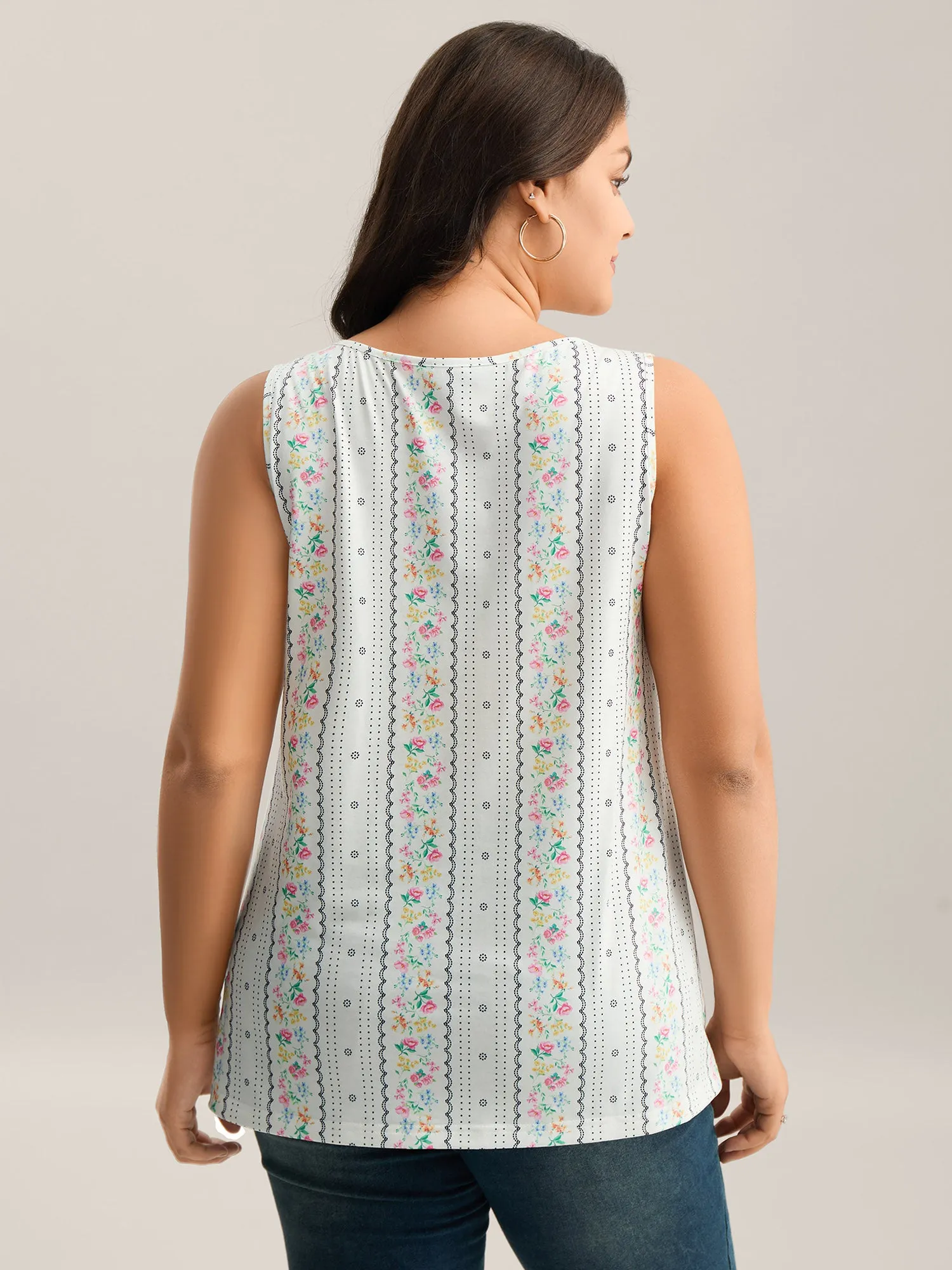 Floral Print Panels Fitted Tank Top sold by Bloomchic product image thumbnail 4