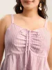 Cotton Stripes Neck Ties Ruched Tank Top sold by Bloomchic