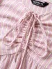 Cotton Stripes Neck Ties Ruched Tank Top sold by Bloomchic