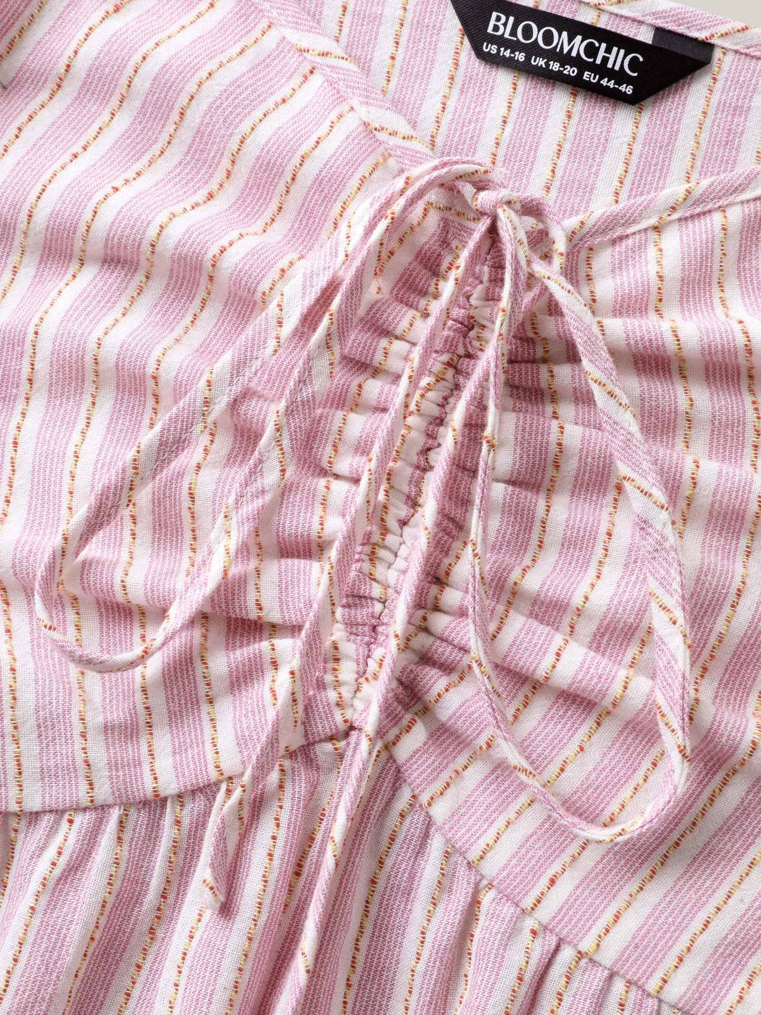 Cotton Stripes Neck Ties Ruched Tank Top sold by Bloomchic product image thumbnail 5