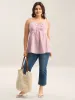 Cotton Stripes Neck Ties Ruched Tank Top sold by Bloomchic