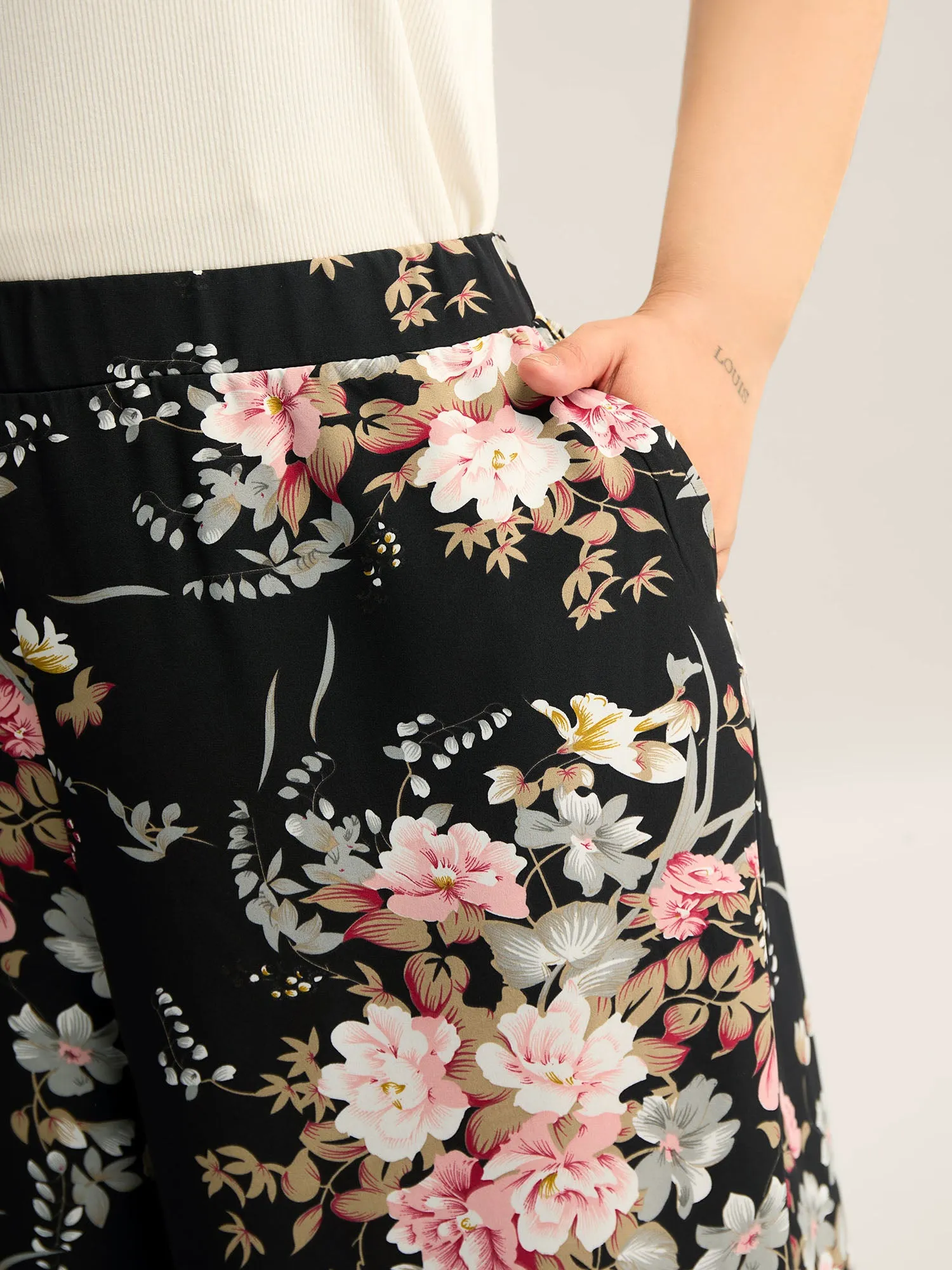 Floral Print Pockets Wide-Leg Pants sold by Bloomchic product image thumbnail 3