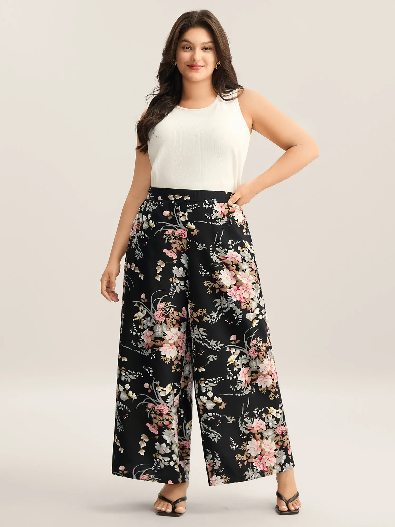 Floral Print Pockets Wide-Leg Pants sold by Bloomchic product image thumbnail 2