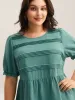Pleated Bodice Puff Sleeve Plain Top sold by Bloomchic