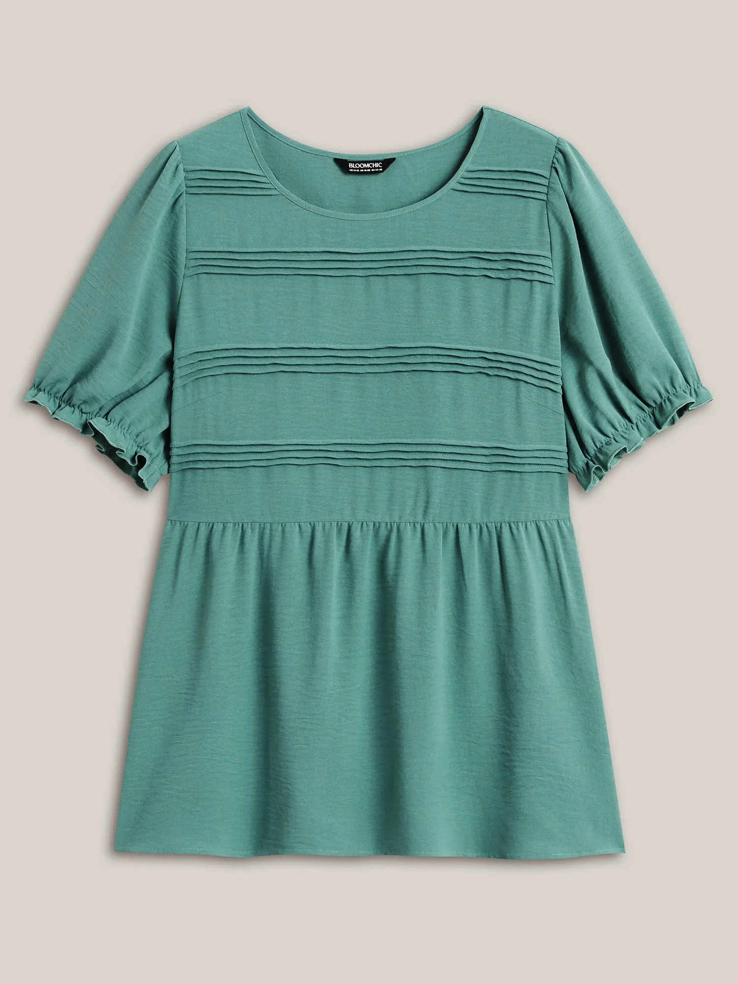 Pleated Bodice Puff Sleeve Plain Top sold by Bloomchic product image thumbnail 5