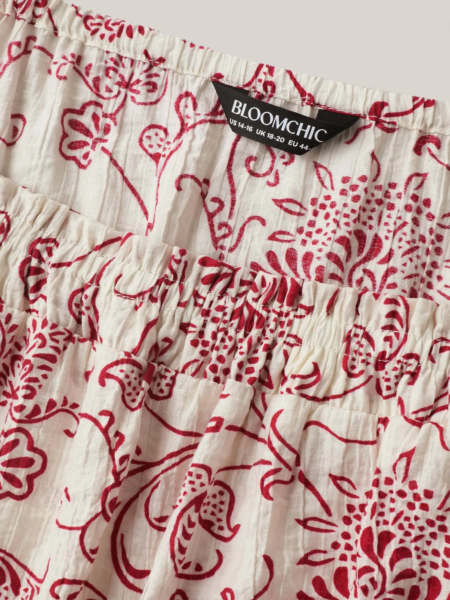 Floral Print Shirred Neck Flowy Blouse sold by Bloomchic product image thumbnail 5