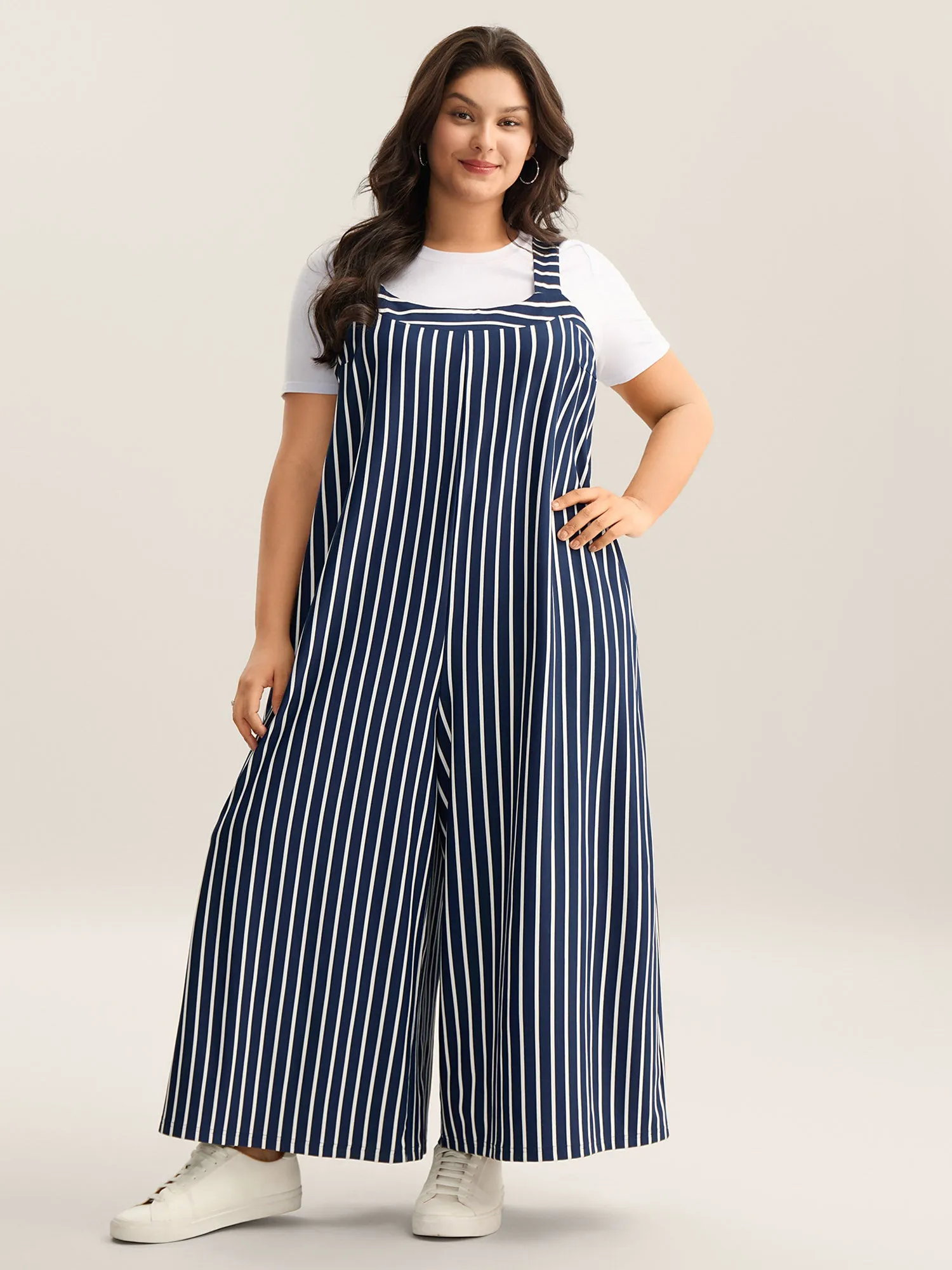 Stretchy Striped Print Wide-Leg Jumpsuit sold by Bloomchic product image thumbnail 3