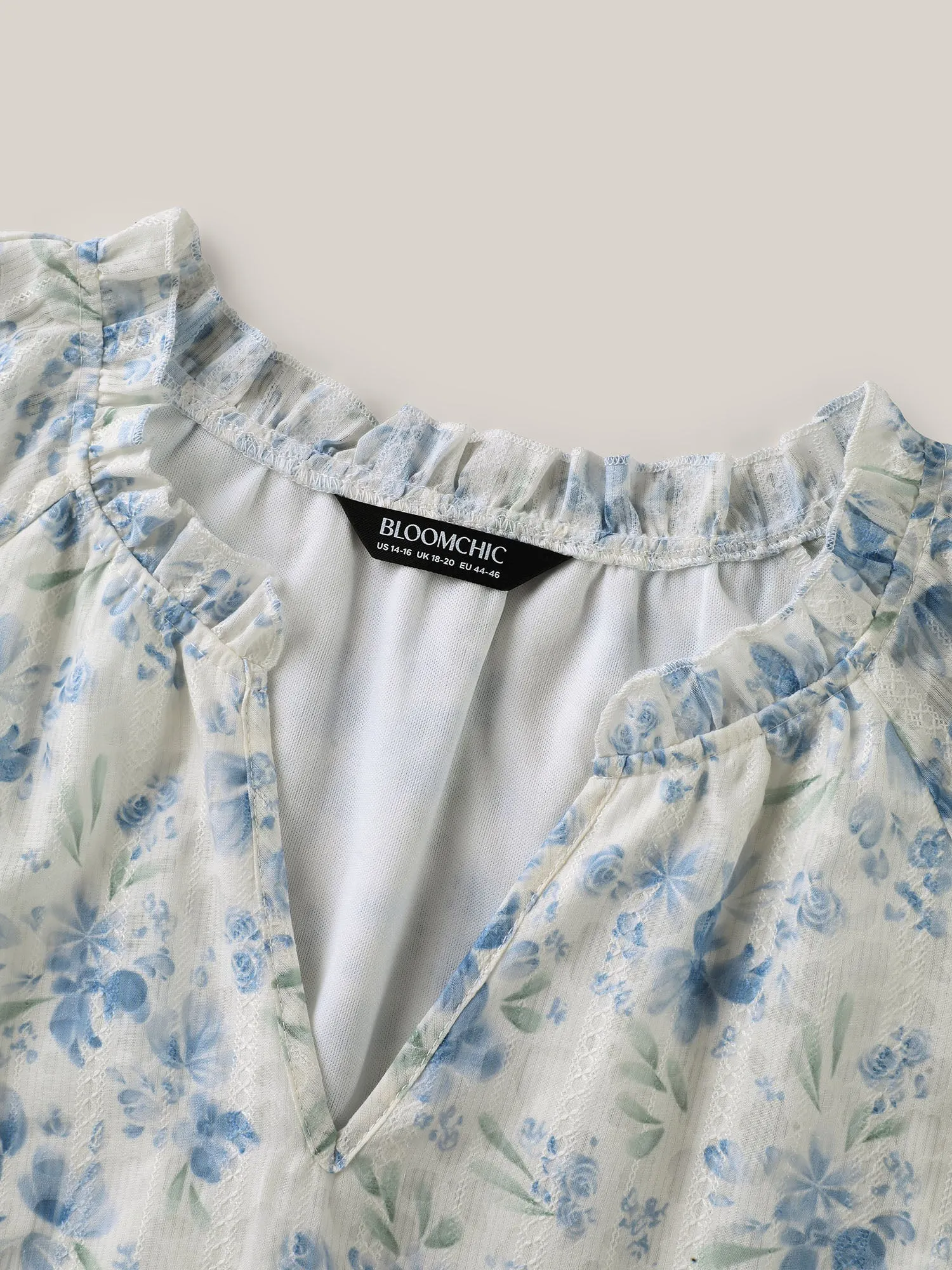 Floral Print Embroidered Petal Trim Blouse sold by Bloomchic product image thumbnail 5