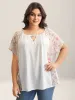 Floral Print Panel Sheer Keyhole Blouse sold by Bloomchic