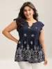 Floral Boho Print Ruffled Plain Blouse sold by Bloomchic