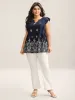 Floral Boho Print Ruffled Plain Blouse sold by Bloomchic