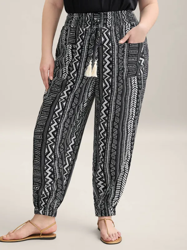 Boho Stripes Tassels Jogger Pants sold by Bloomchic