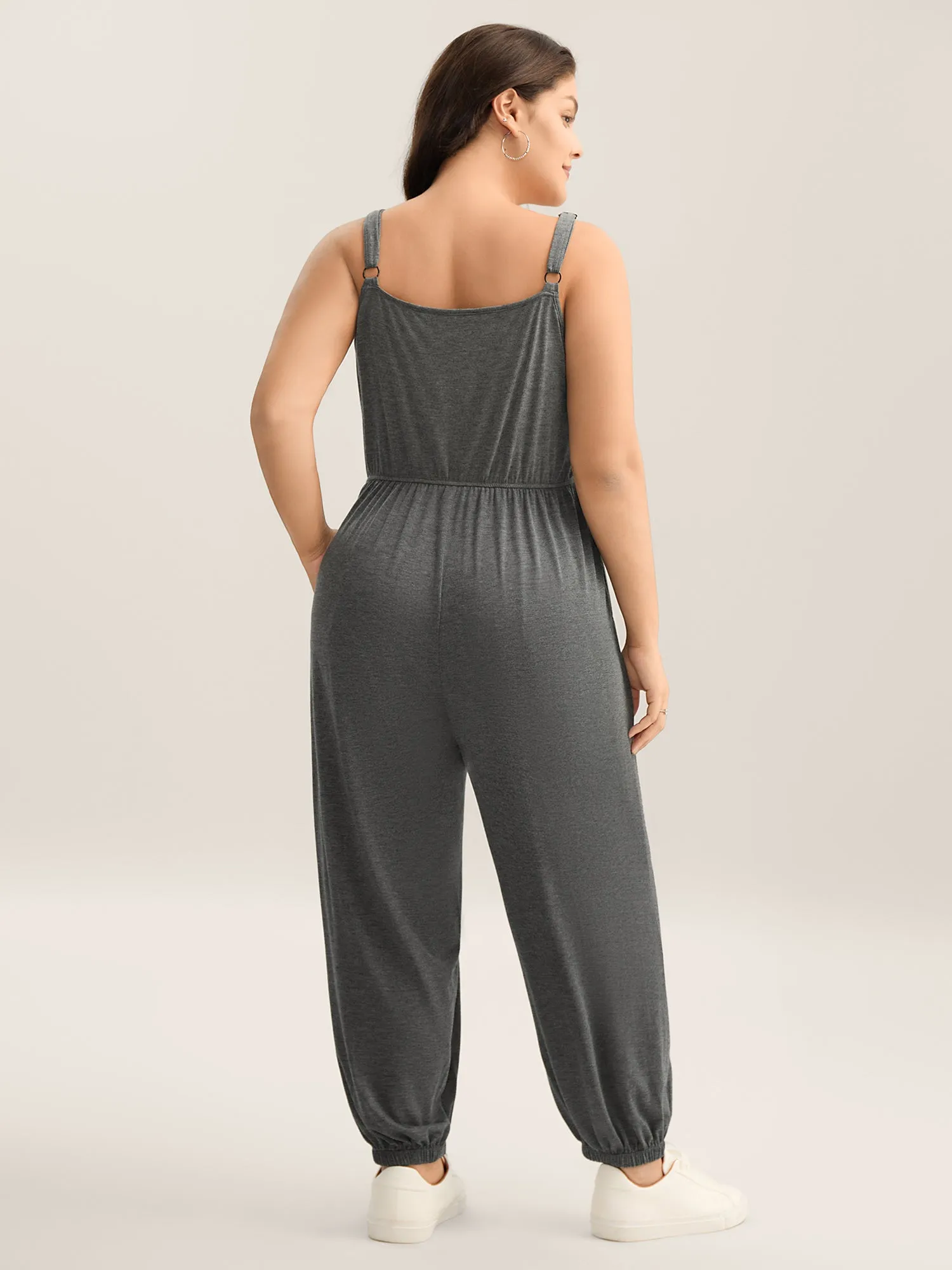 Stretchy Pleated Straps Pockets Jumpsuit sold by Bloomchic product image thumbnail 4