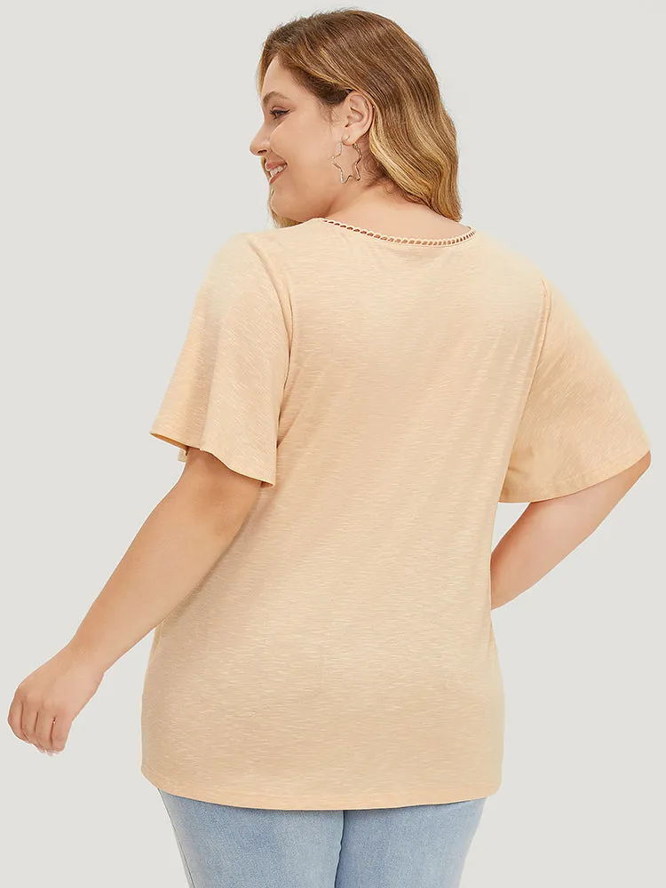 Solid Heather Flutter Sleeve T-shirt sold by Bloomchic product image thumbnail 5