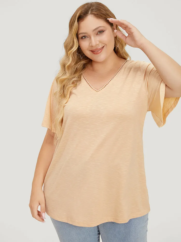 Solid Heather Flutter Sleeve T-shirt sold by Bloomchic product image thumbnail 3
