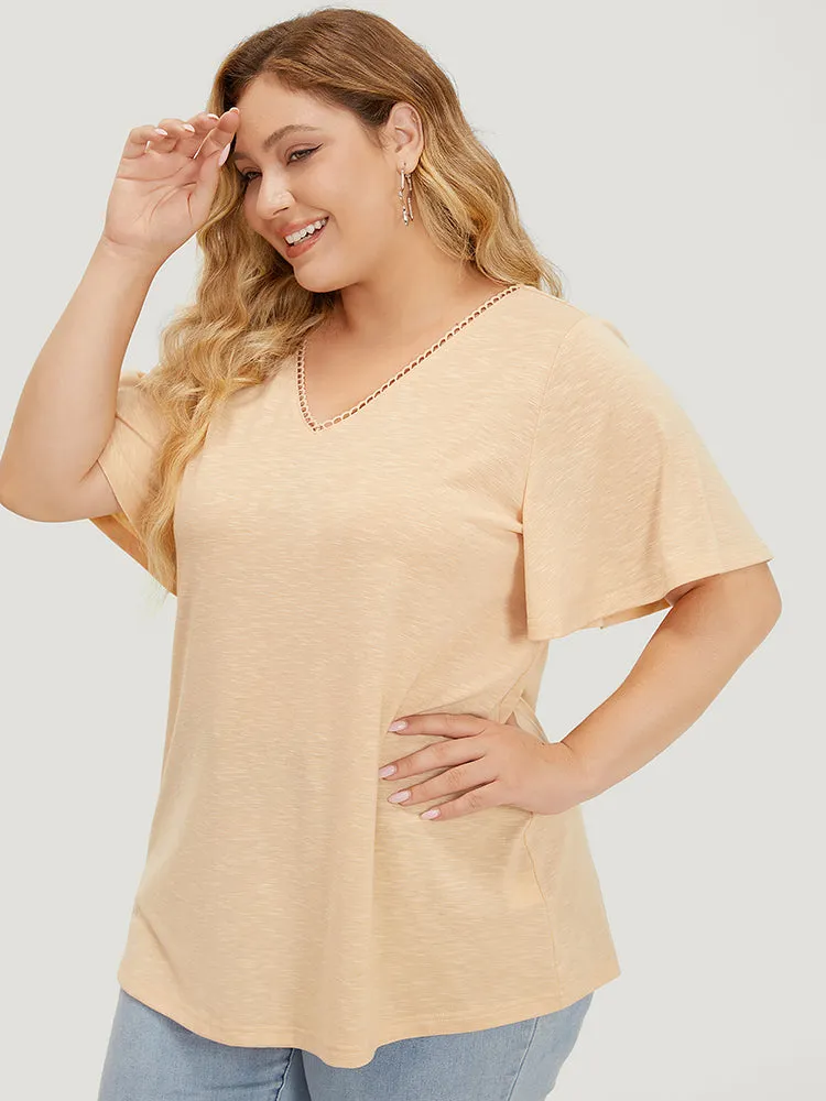 Solid Heather Flutter Sleeve T-shirt sold by Bloomchic product image thumbnail 4