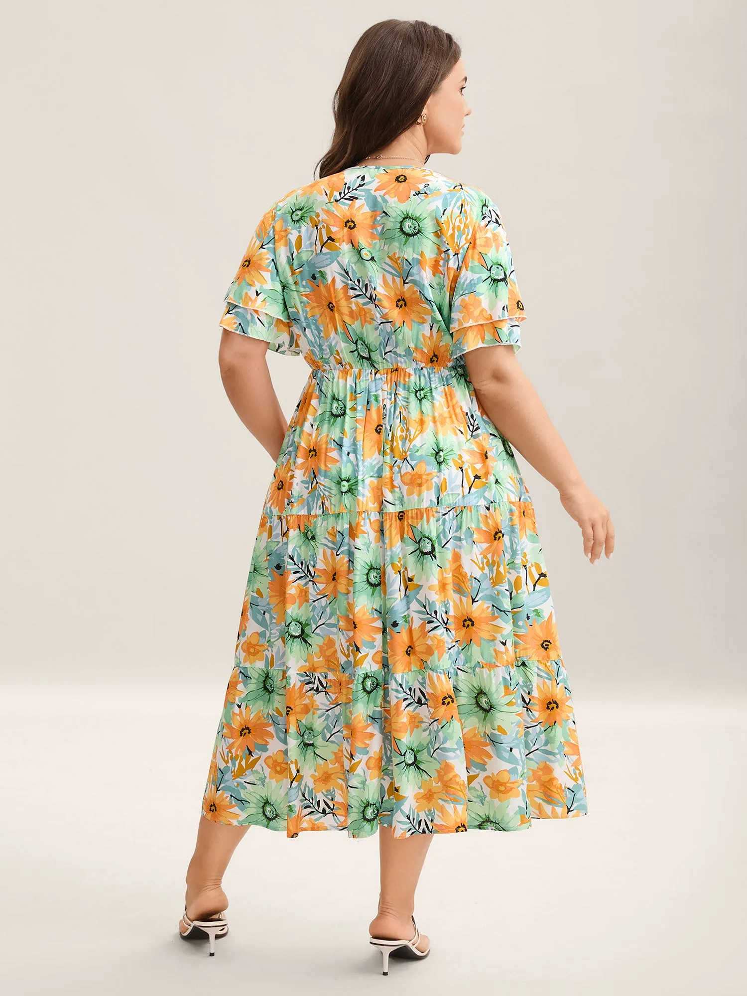 Floral Print Rayon Pockets Tiered Midi Dress sold by Bloomchic product image thumbnail 4