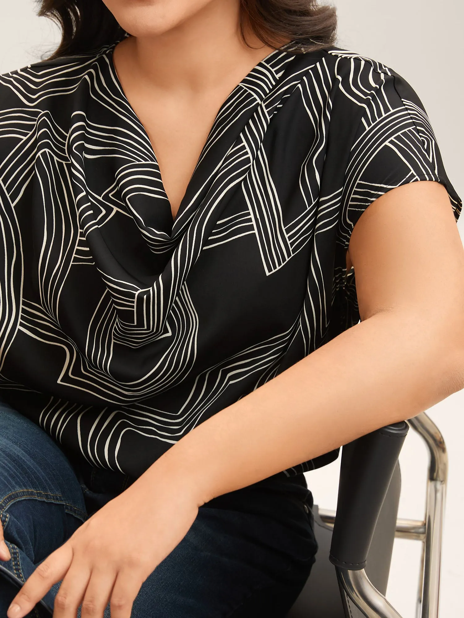 Abstract Print Cowl Neck Blouse sold by Bloomchic product image thumbnail 2