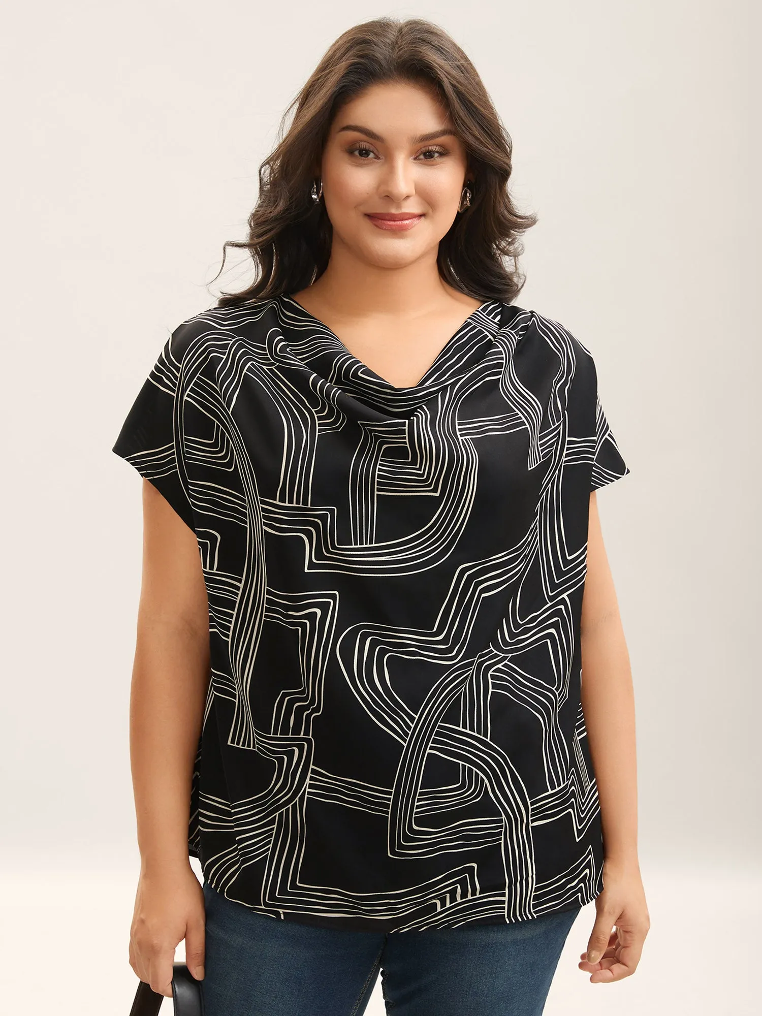 Abstract Print Cowl Neck Blouse sold by Bloomchic product image thumbnail 4