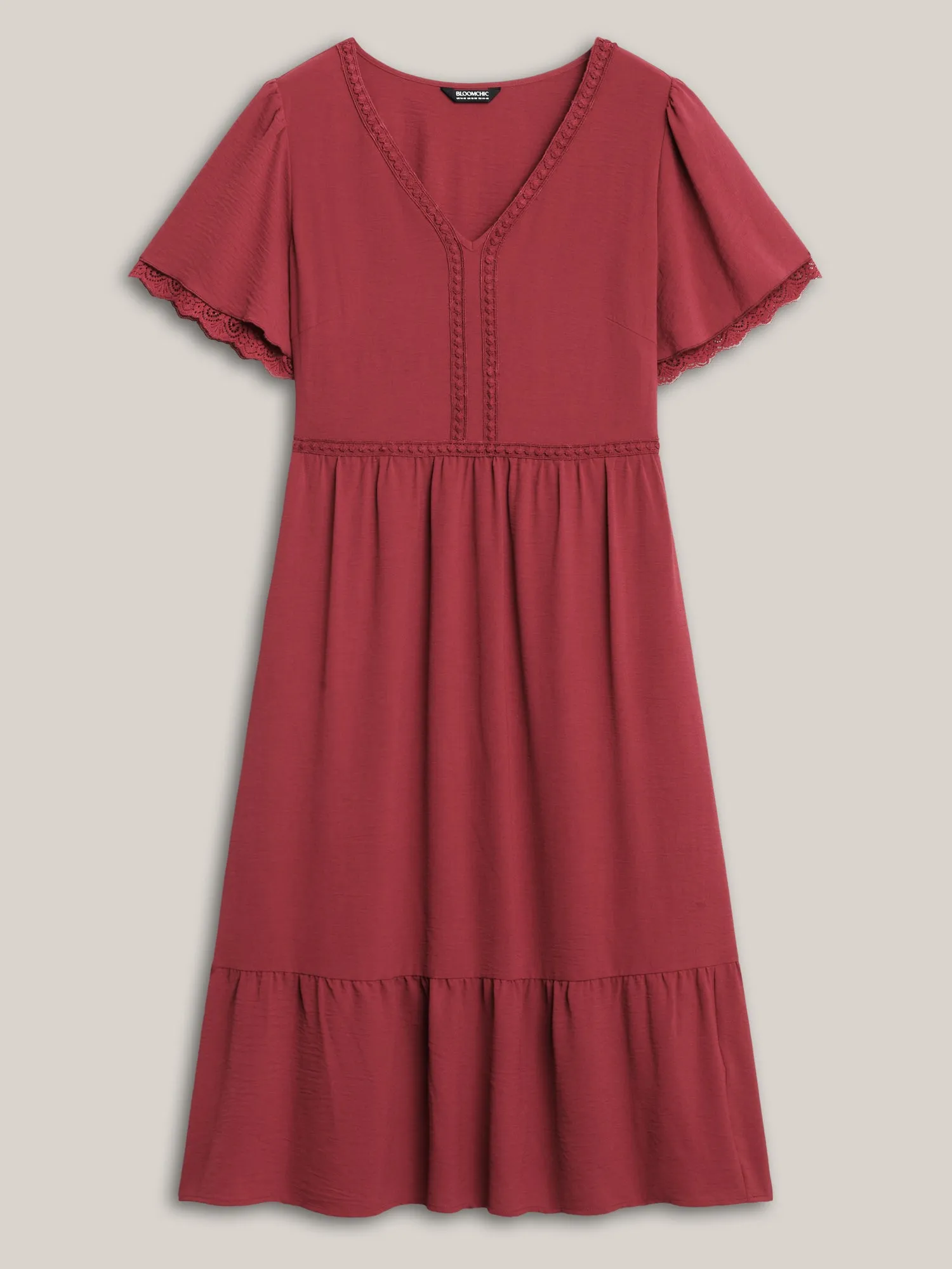 Lace Trim Neck Sheer Pockets Maxi Dress sold by Bloomchic product image thumbnail 5