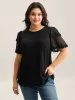 Textured Pit Strip Layered Sleeve Sheer T-Shirt sold by Bloomchic