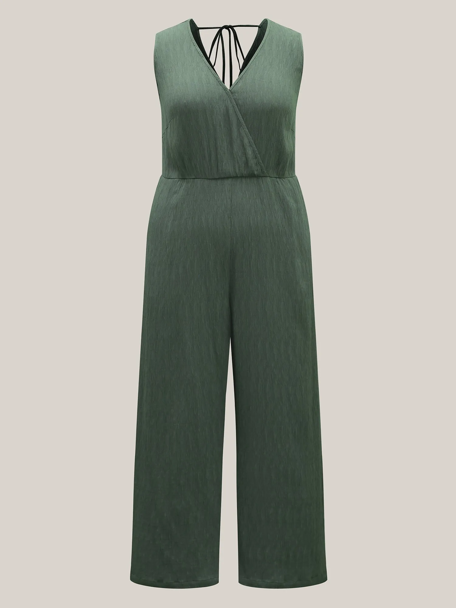 Textured Plain Pockets Wide-Leg Jumpsuit sold by Bloomchic product image thumbnail 5